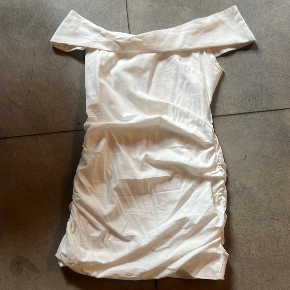 Princess Polly White Ruched Off-Shoulder Dress